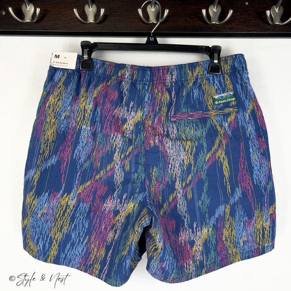 Alpine Design Pull on Shorts 5" Multicolor Retro Size Medium NWT - Picture 3 of 7